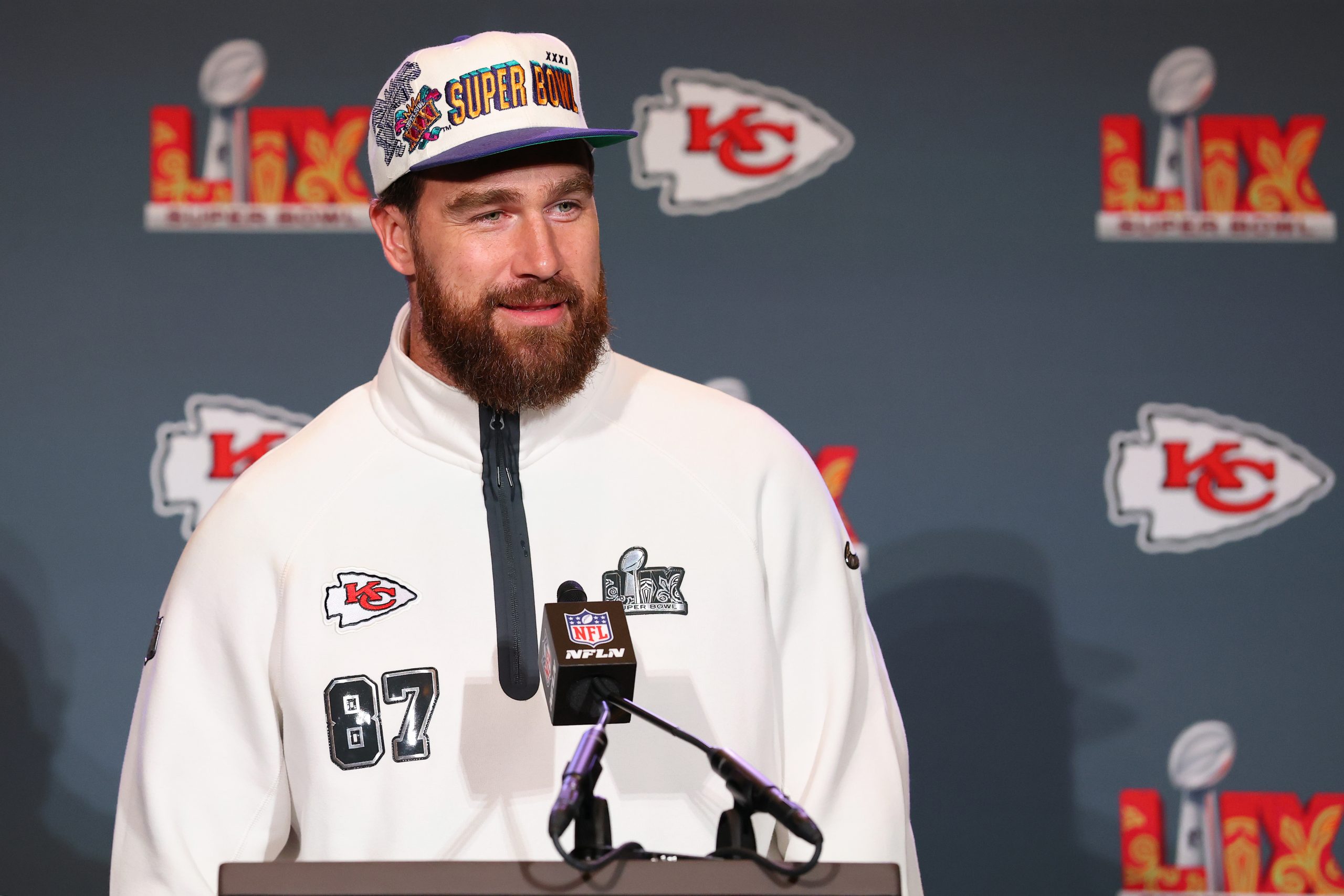 Travis Kelce on February 6, 2025. Travis Kelce Confesses He ‘Can’t Really Read That Well’