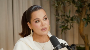 Khloe Kardashian and a microphone on Twitter.