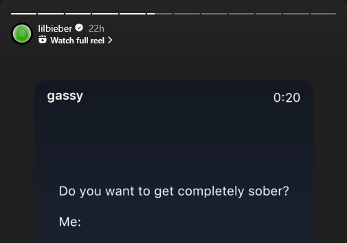 Justin Bieber Instagram Hikaye Ekran görüntüsü.