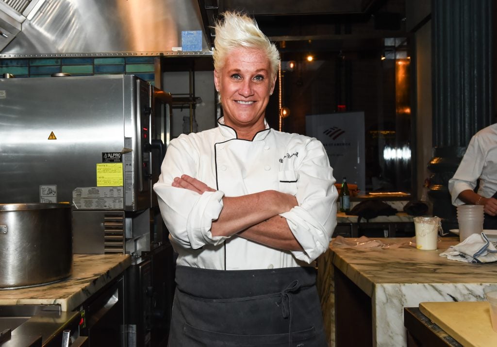 Anne Burrell on October 10, 2019 with crossed arms.