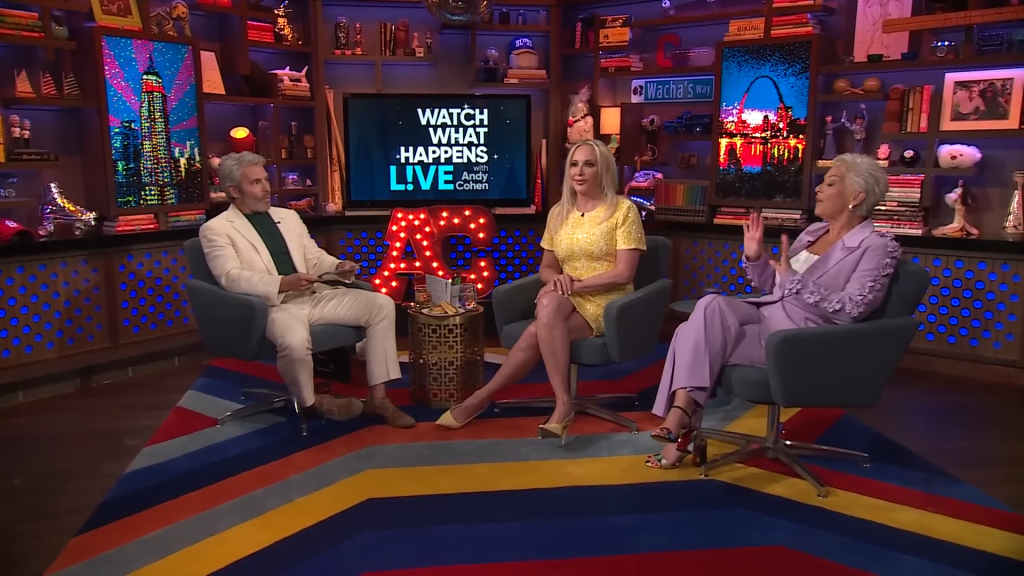 Andy Cohen, Shannon Beador, and Denise Welch on WWHL.