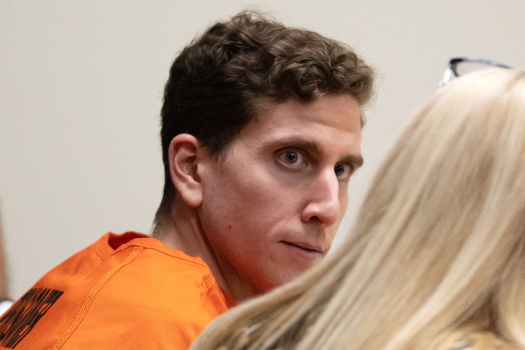 Bryan Kohberger, left, sits with his attorney, public defender Anne Taylor, right, during a hearing in Latah County District Court on January 5, 2023, in Moscow, Idaho. 