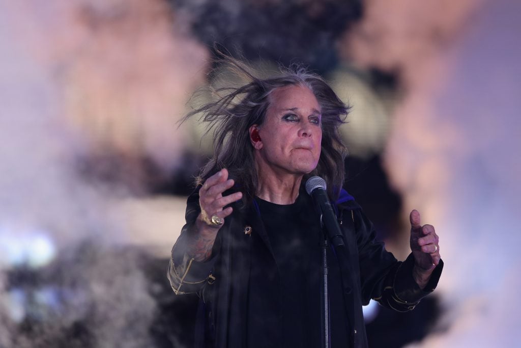 Musician Ozzy Osbourne performs during half-time of the NFL game between the Los Angeles Rams and the Buffalo Bills at SoFi Stadium on September 08, 2022 in Inglewood, California.