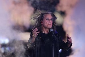 Musician Ozzy Osbourne performs during half-time of the NFL game between the Los Angeles Rams and the Buffalo Bills at SoFi Stadium on September 08, 2022 in Inglewood, California.
