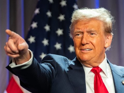 U.S. President-elect Donald Trump speaks at a House Republicans Conference meeting at the Hyatt Regency on Capitol Hill on November 13, 2024 in Washington, DC.