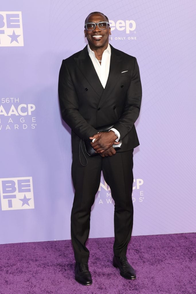 Šenons Šarpe apmeklē 56. NAACP attēlu balvas Pasadena Civic auditorijā 2025. gada 22. februārī Pasadena, Kalifornijā.