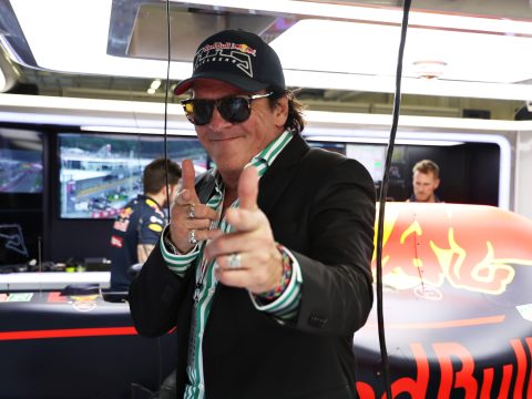 Actor Michael Madsen in the Red Bull Racing garage during qualifying for the Formula One Grand Prix of Austria at Red Bull Ring on July 2, 2016 in Spielberg, Austria.