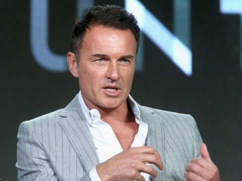 Actor Julian McMahon speaks onstage during the 'Hunters' panel discussion at the NBCUniversal portion of the 2016 Winter TCA Tour at Langham Hotel on January 14, 2016 in Pasadena, California.