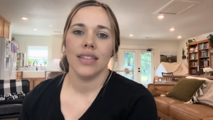 Jessa Duggar on her vlog, very pregnant.