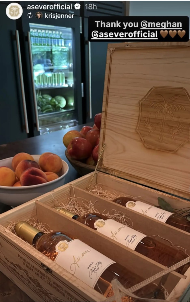 A Kris Jenner IG Story screenshot featuring Napa Valley rose from As Ever.