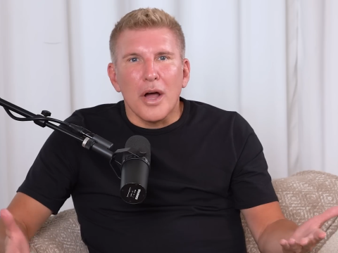 Todd Chrisley and a podcast mic.