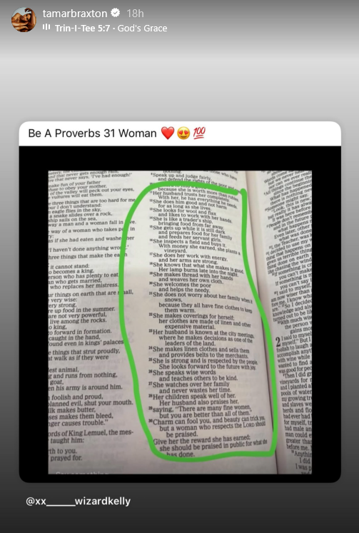 An Instagram Story screenshot featuring a bible.