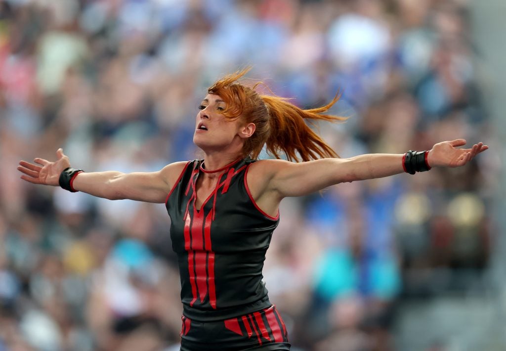 Becky Lynch in August 2025 showing off her arms.