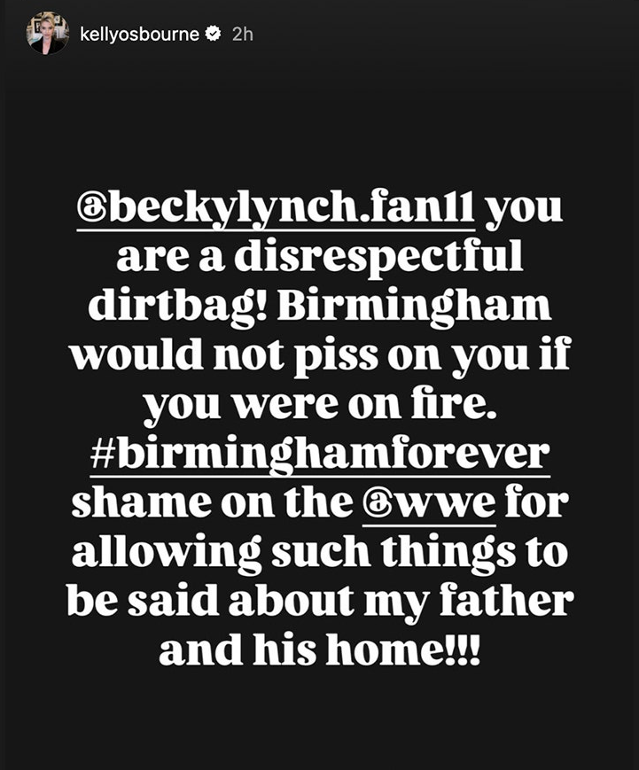 A screenshot of Kelly Osbourne's August 2025 Instagram Story.