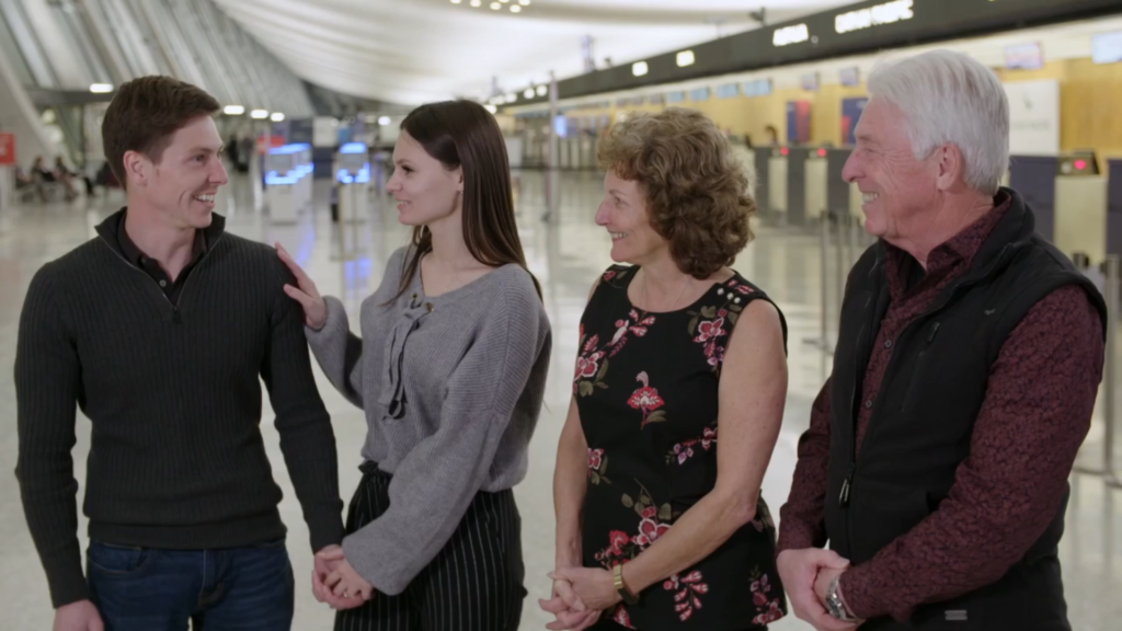 Brandon Gibbs, Julia Trubkina, Betty Gibbs, and Ron Gibbs on 90 Day Fiance.
