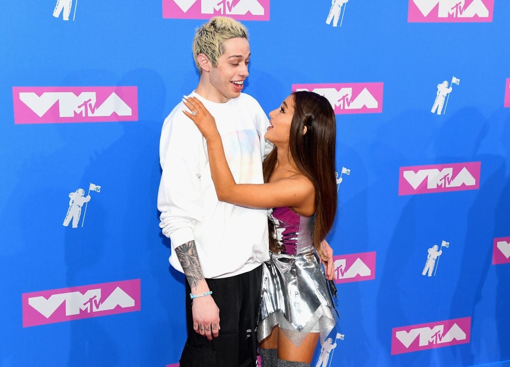 Pete Davidson and Ariana Grande attends the 2018 MTV Video Music Awards at Radio City Music Hall on August 20, 2018 in New York City.