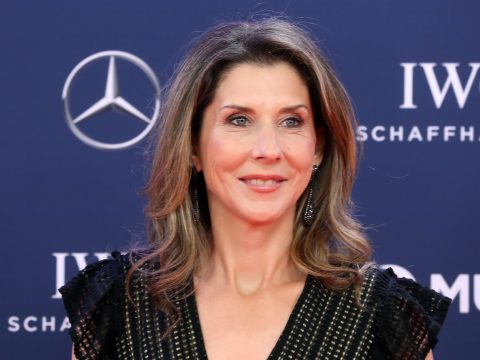 US former tennis player Monica Seles poses on the red carpet before the 2019 Laureus World Sports Awards ceremony at the Sporting Monte-Carlo complex in Monaco on February 18, 2019.