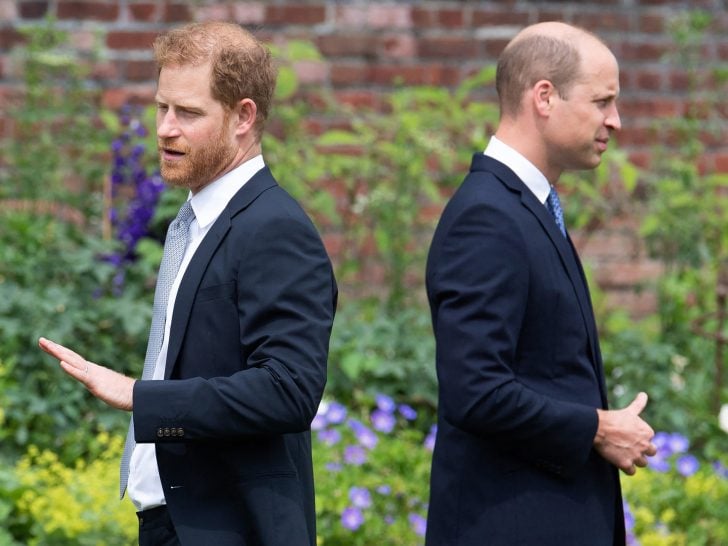 Britain's Prince Harry, Duke of Sussex (L) and Britain's Prince William, Duke of Cambridge attend the unveiling of a statue of their mother, Princess Diana at The Sunken Garden in Kensington Palace, London on July 1, 2021, which would have been her 60th birthday.