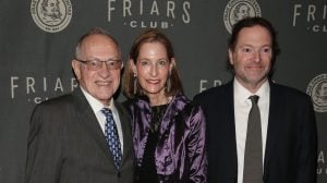 Alan Dershowitz, Carolyn Cohen and Elon Dershowitz attend the Friars Club gala honoring Tracy Morgan with the Entertainment Icon Award at The Ziegfeld Ballroom on May 26, 2022 in New York City.