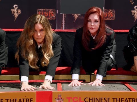Lisa Marie Presley and Priscilla Presley attend the Handprint Ceremony honoring Priscilla Presley, Lisa Marie Presley And Riley Keough at TCL Chinese Theatre on June 21, 2022 in Hollywood, California.