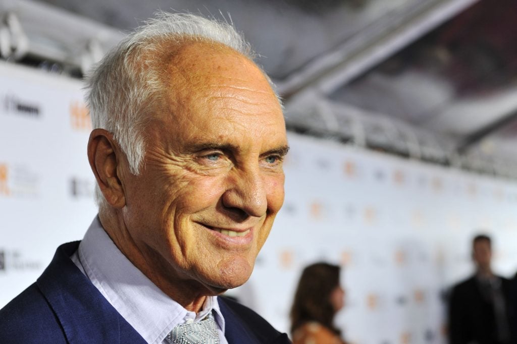 Actor Terence Stamp is interviewed as he attends the 