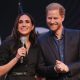 Prince Harry, Duke of Sussex and Meghan, Duchess of Sussex speak on stage at the "Friends @ Home Event" at the Station Airport during day three of the Invictus Games Düsseldorf 2023 on September 12, 2023 in Duesseldorf, Germany.
