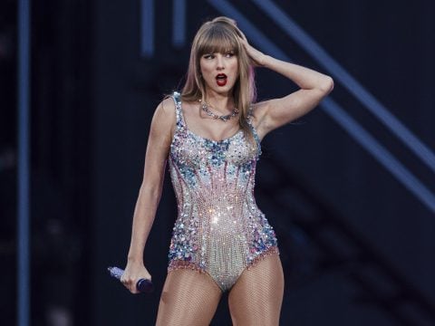American singer and songwriter Taylor Swift performs on stage as part of her Eras Tour in Lisbon on May 24, 2024.