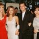 The cast of the hit US TV show "Friends" from L to R: Lisa Kudrow, Jennifer Aniston, Matthew Perry and Courteney Cox pose for photographers as they arrive for the 53rd Annual Golden Globe Awards 21 January in Beverly Hills.