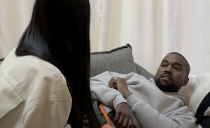 Kanye West confronts Kim Kardashian in a scene from his new documentary.