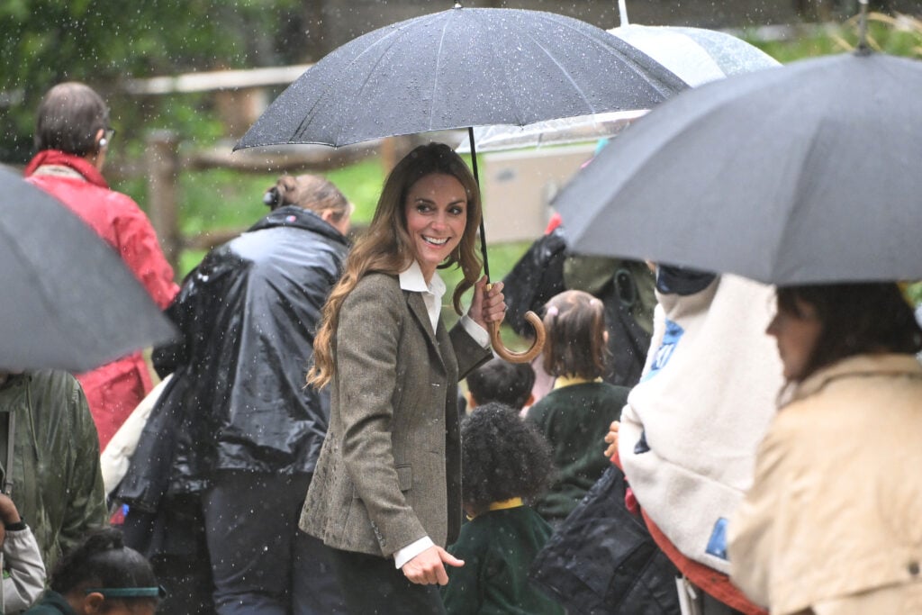 Kate Middleton with an umbrella over herself only on September 4, 2025.