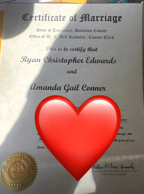 Amanda Conner and Ryan Edwards' September 3, 2025 marriage certificate.