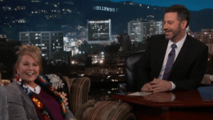 Roseanne Barr and Jimmy Kimmel in 2018.