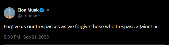A dark mode Twitter screenshot of Elon Musk.