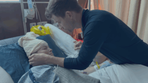 Chad Paine and Erin Bates in the hospital.