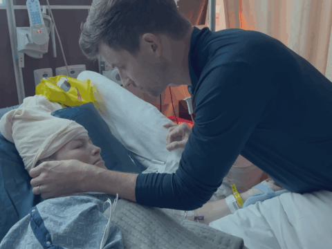 Chad Paine and Erin Bates in the hospital.
