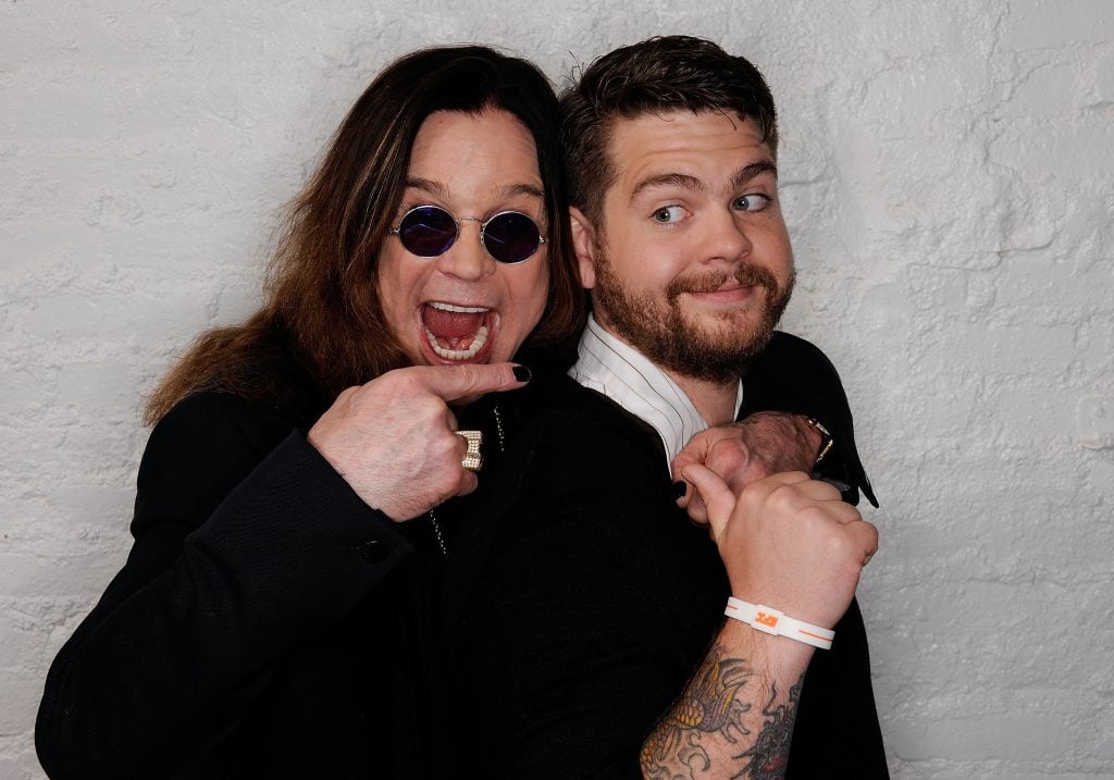 Ozzy Osbourne and son, producer Jack Osbourne visit the Tribeca Film Festival 2011 portrait studio on April 25, 2011 in New York City.