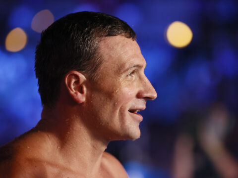 Ryan Lochte of the United States reacts after competing in the Men's 200m individual medley final during Day Six of the 2021 U.S. Olympic Team Swimming Trials at CHI Health Center on June 18, 2021 in Omaha, Nebraska.