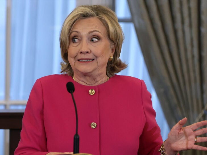 Former U.S. Secretary of State Hillary Clinton speaks during an unveiling of her portrait at the State Department on September 26, 2023 in Washington, DC. Secretary Clinton joined her predecessors to have their portraits hung at the seventh floor of the State Department.