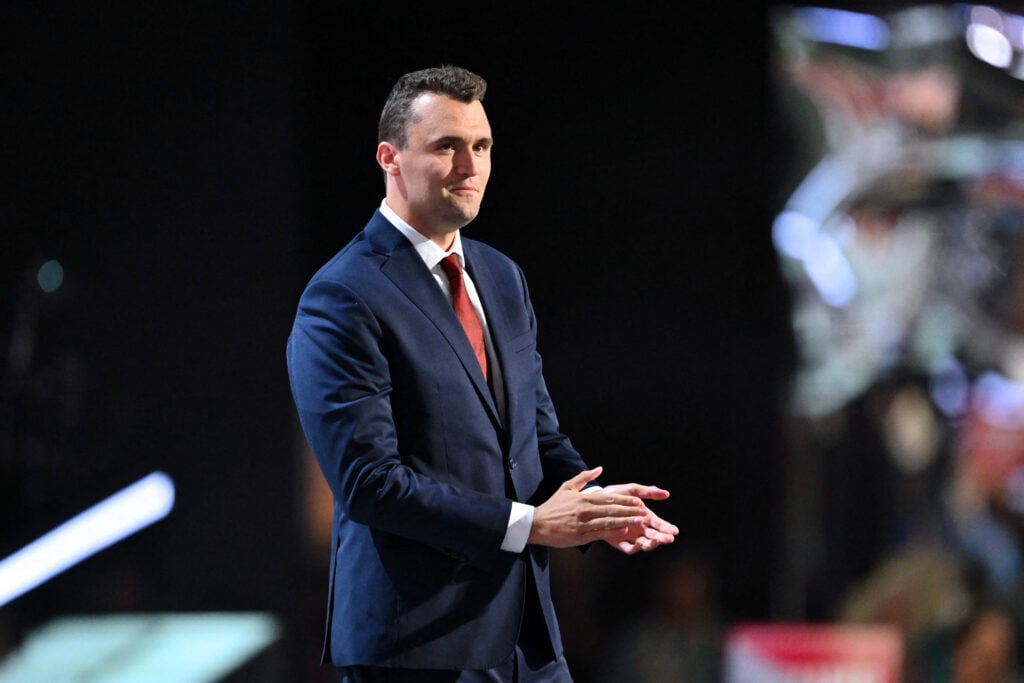 Executive director of Turning Point USA Charlie Kirk arrives to speak during the first day of the 2024 Republican National Convention at the Fiserv Forum in Milwaukee, Wisconsin, July 15, 2024.