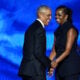 Former US President Barack Obama arrives onstage after his wife and former First Lady Michelle Obama introduced him on the second day of the Democratic National Convention (DNC) at the United Center in Chicago, Illinois, on August 20, 2024.