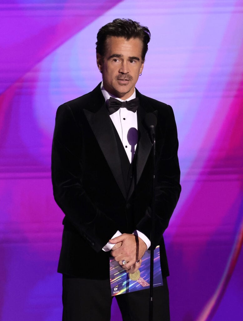 Colin Farrell speaks onstage during the 76th Primetime Emmy Awards at Peacock Theater on September 15, 2024 in Los Angeles, California.