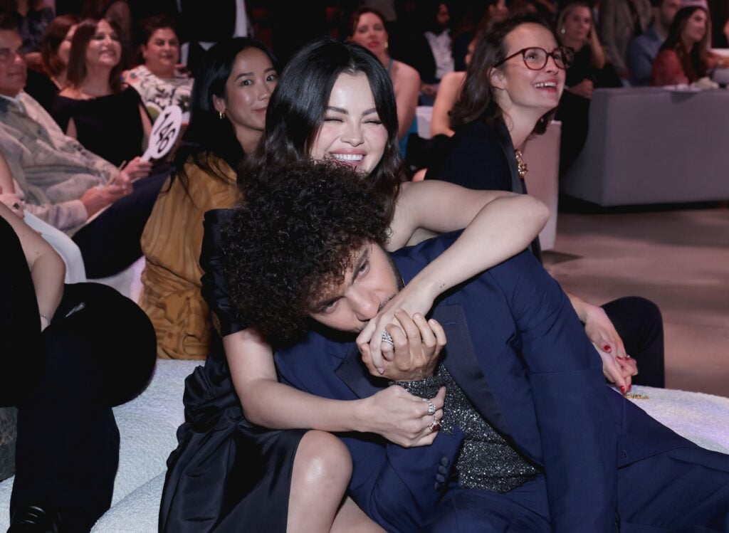 Selena Gomez and Benny Blanco attend the Second Annual Rare Impact Fund Benefit Supporting Youth Mental Health, hosted by Selena Gomez, at Nya Studios on October 24, 2024 in Los Angeles, California. 