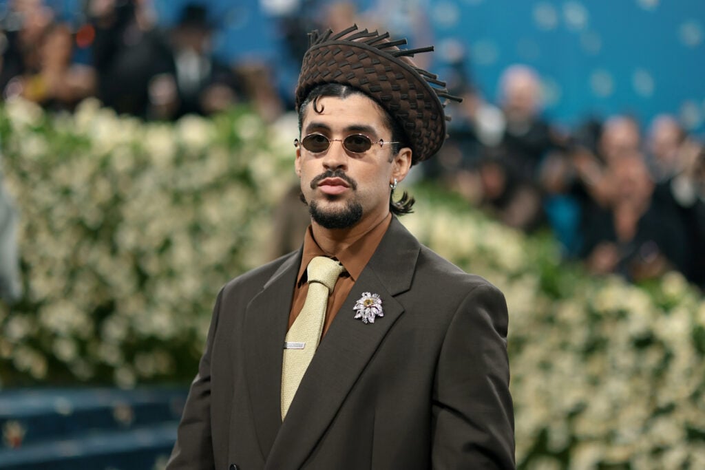 Bad Bunny attends the 2025 Met Gala Celebrating "Superfine: Tailoring Black Style" at Metropolitan Museum of Art on May 05, 2025 in New York City.  