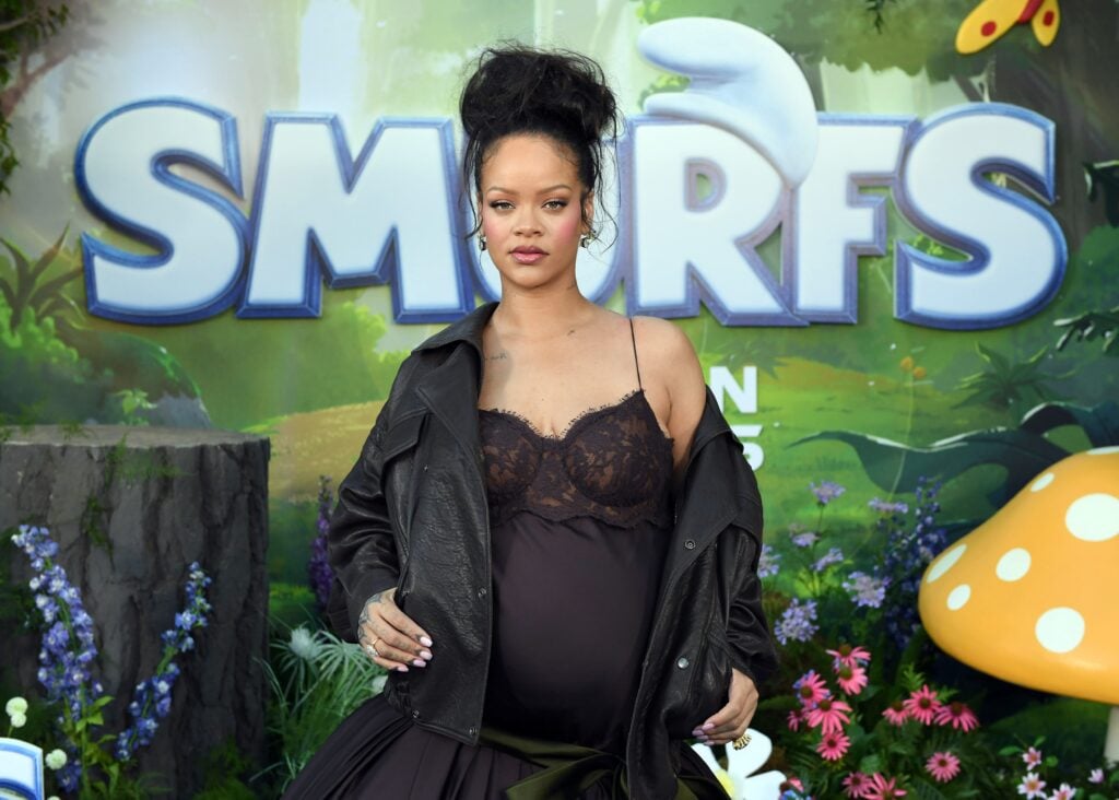 Rihanna attends the "Smurfs" U.S. Premiere at Paramount Pictures Studios on July 13, 2025, in Los Angeles, California. 