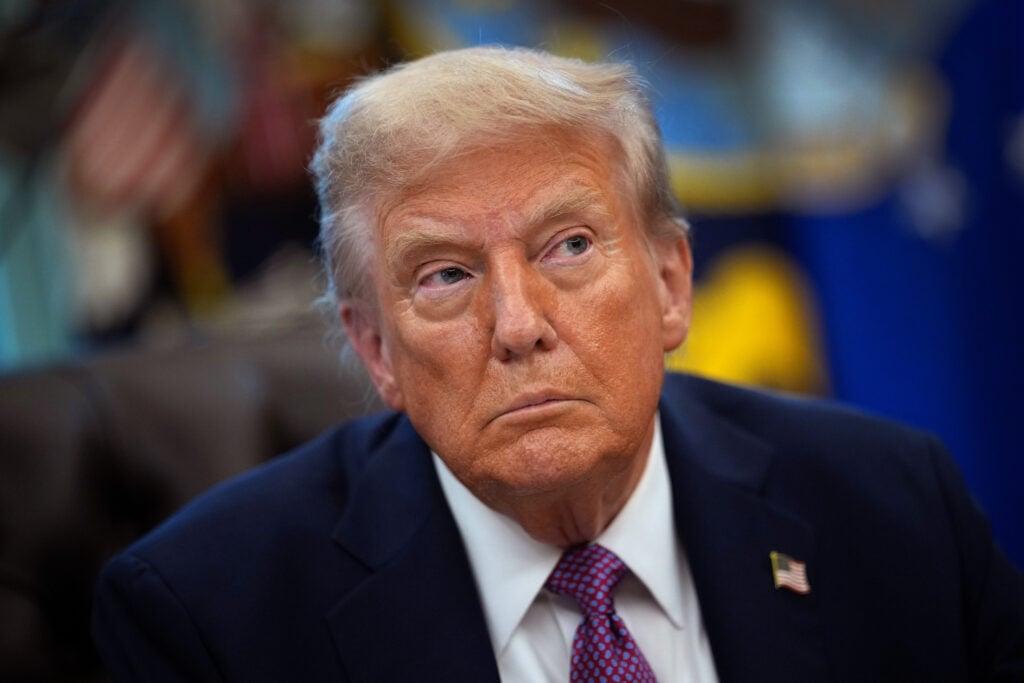 U.S. President Donald Trump speaks to members of the media as he signs executive orders during a press availability in the Oval Office of the White House on September 05, 2025 in Washington, DC. President Trump signed executive orders which included the renaming of the Department of Defense to the Department of War.