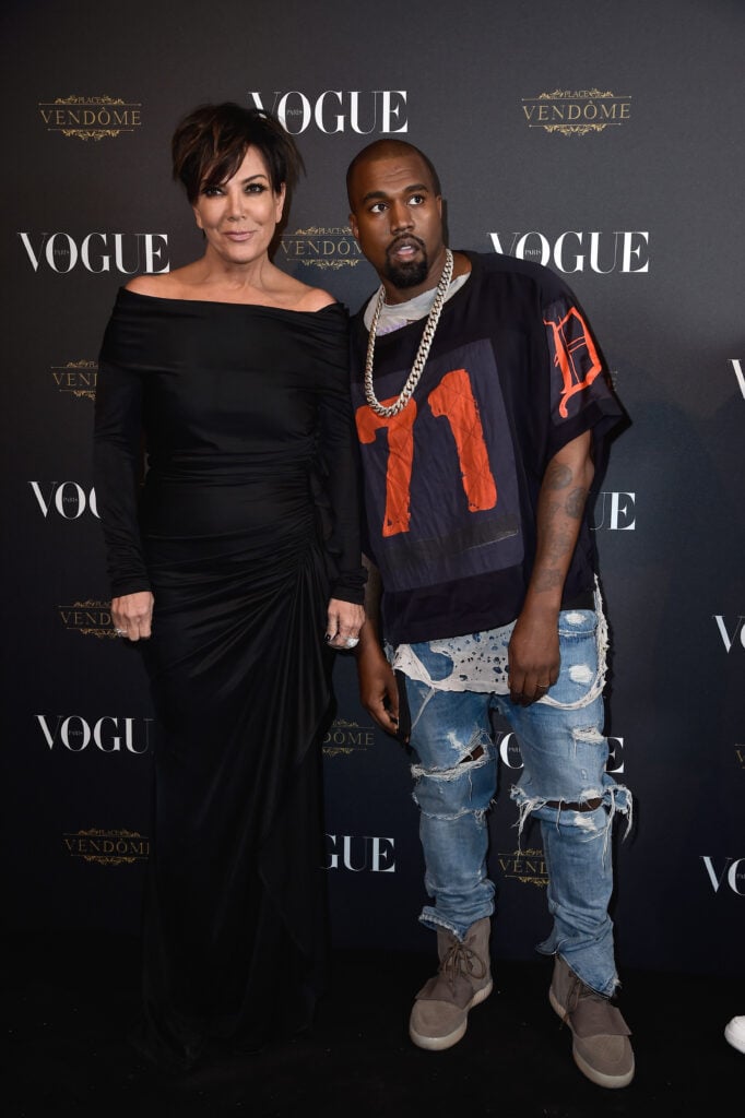 Kris Jenner and Kayne West attend the Vogue 95th Anniversary Party on October 3, 2015 in Paris, France.  