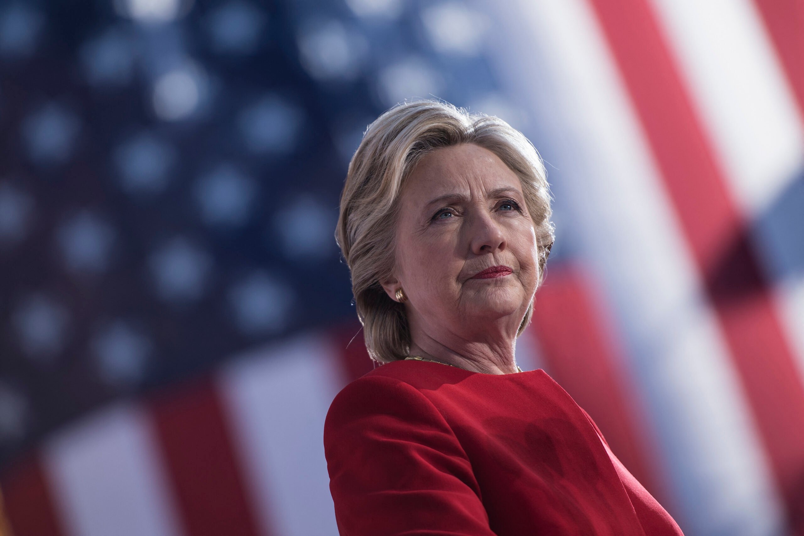 Democratic presidential nominee Hillary Clinton speaks during a rally outside the University of Pittsburgh's Cathedral of Learning November 7, 2016 in Pittsburgh, Pennsylvania.