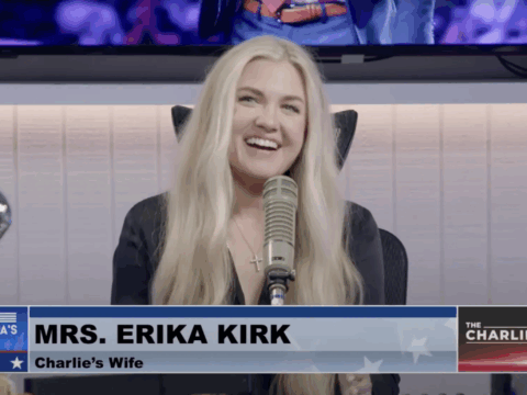 Erika Kirk has been criticized for laughing and smiling while hosting her late husband's podcast.