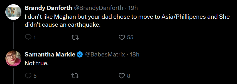 A dark mode Twitter screenshot of Samantha Markle's tweets.