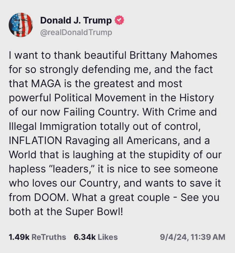 El puesto sin sentido de Donald Trump en el que Britany es defensor de Mahom.